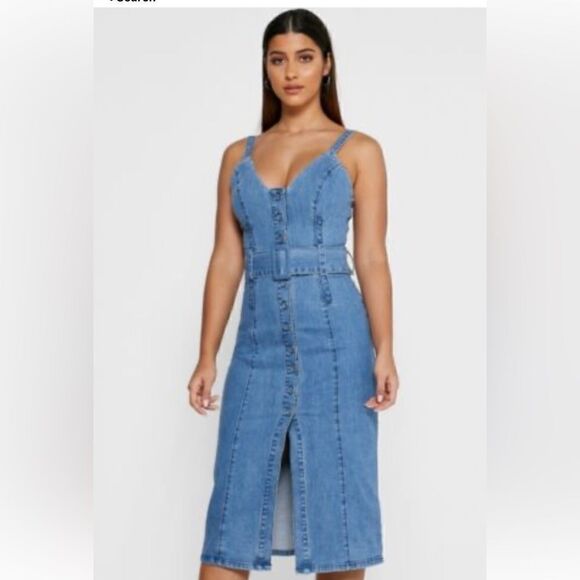 Finders Keepers Denim Snap front jumper dress size 4  EUC - Picture 1 of 12